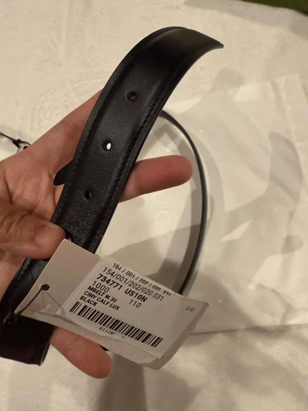 Gucci Black Leather thin Belt with Silver Signature Buckle 110